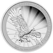 100 Dollars - Elizabeth II 6th Portrait - Wedge-tailed Eagle - Platinum Proof Coin, Australia, 2019 reverse image