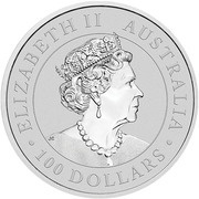 100 Dollars - Elizabeth II 6th Portrait - Kangaroo - Platinum Bullion Coin obverse image