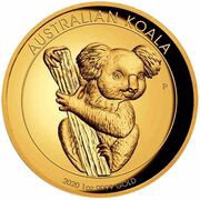 100 Dollars - Elizabeth II 6th Portrait - Koala - Gold Bullion Coin, Australia, 2020 reverse image