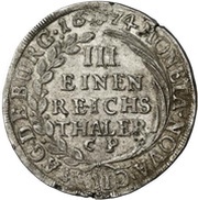 ⅓ Thaler, Germany, 1670-1674 reverse image