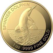 100 Dollars - Elizabeth II 6th Portrait - Spinner Dolphin - Gold Bullion Coin, Australia, 2020 reverse image