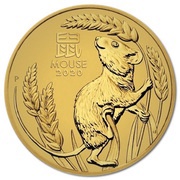 100 Dollars - Elizabeth II 6th Portrait - Year of the Mouse - Gold Bullion Coin, Australia, 2020 reverse image