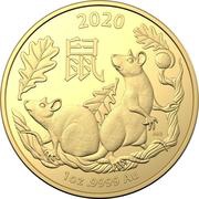 100 Dollars - Elizabeth II 4th Portrait - Year of the Rat - Gold Bullion Coin, Australia, 2020 reverse image