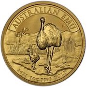100 Dollars - Elizabeth II 6th Portrait - Emu - Gold Bullion Coin, Australia, 2021 reverse image