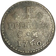 1 Pfennig - John Frederick Charles of Ostein, Germany, 1759-1760 reverse image