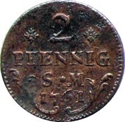 2 Pfennig - John Frederick Charles of Ostein, Germany, 1761 reverse image