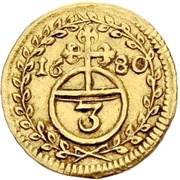 1 Dreier - Anselm Francis of Ingelheim Gold pattern strike, Germany, 1680 reverse image