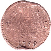 3 Pfennig - John Frederick Charles of Ostein, Germany, 1759 reverse image