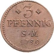 3 Pfennig - John Frederick Charles of Ostein, Germany, 1759-1760 reverse image
