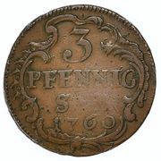 3 Pfennig - John Frederick Charles of Ostein, Germany, 1760 reverse image