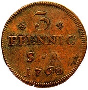 3 Pfennig - John Frederick Charles of Ostein, Germany, 1760 reverse image