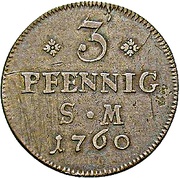 3 Pfennig - John Frederick Charles of Ostein, Germany, 1760-1761 reverse image