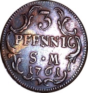 3 Pfennig - John Frederick Charles of Ostein, Germany, 1760-1761 reverse image