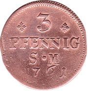3 Pfennig - John Frederick Charles of Ostein, Germany, 1760-1761 reverse image