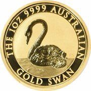 100 Dollars - Elizabeth II 6th Portrait - Australian Swan - Gold Bullion Coin, Australia, 2021 reverse image