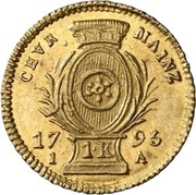 1 Kreuzer - Frederick Charles Joseph of Erthal Gold pattern strike, Germany, 1795 reverse image