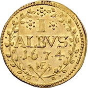 1 Albus - Lothair Frederick of Metternich Burscheid Gold pattern strike, Germany, 1674 reverse image