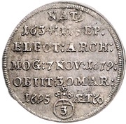 3 Kreuzers - Anselm Francis of Ingelheim Death, Germany, 1695 reverse image