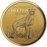 100 Dollars - Elizabeth II 6th Portrait - Cheetah - Gold Bullion Coin, Australia, 2021 reverse image