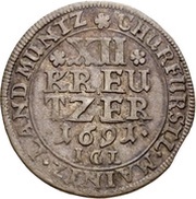 12 Kreuzer - Anselm Francis of Ingelheim, Germany, 1691-1692 reverse image