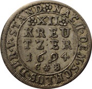 12 Kreuzer - Anselm Francis of Ingelheim, Germany, 1693-1694 reverse image