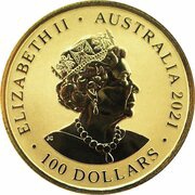 100 Dollars - Elizabeth II 6th Portrait - Great White Shark - Gold Bullion Coin obverse image