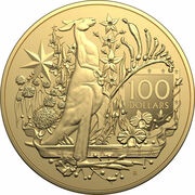 100 Dollars - Elizabeth II 6th Portrait - Australia's Coat of Arms- Gold Bullion Coin, Australia, 2021 reverse image