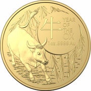 100 Dollars - Elizabeth II 6th Portrait - Year of the Ox - Gold Bullion, Australia, 2021 reverse image