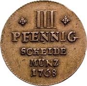 3 Pfennig - Emerich-Joseph of Breitbach-Bürresheim, Germany, 1768 reverse image