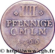 4 Pfennig - Emmerich Joseph of Breidbach-Bürresheim, Germany, 1766 reverse image