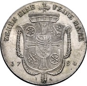 1 Thaler "Conventionsthaler" - Frederick Charles Joseph of Erthal, Germany, 1794 reverse image