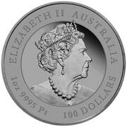 100 Dollars - Elizabeth II 6th Portrait - Year of the Ox - Platinum Bullion Coin obverse image