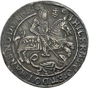 ¼ Thaler - Volrat VI, Wolfgang III and John George II Spruchtaler obverse image