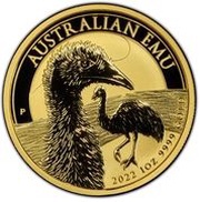 100 Dollars - Elizabeth II 6th Portrait - Emu - Gold Bullion Coin, Australia, 2022 reverse image