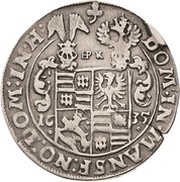 ¼ Thaler - Wolfgang III and John George II, Germany, 1635 reverse image