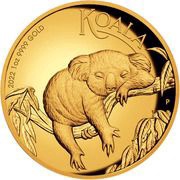 100 Dollars - Elizabeth II 6th Portrait - Koala - Gold Bullion Coin, Australia, 2022 reverse image
