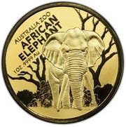 100 Dollars - Elizabeth II 6th Portrait - Elephant - Gold Bullion Coin reverse image