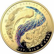 100 Dollars - Elizabeth II 6th Portrait - Great Barrier Reef; Domed, Australia, 2022 reverse image