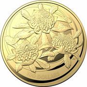 100 Dollars - Elizabeth II 6th Portrait - Wildflowers of Australia - Waratah; Gold Bullion, Australia, 2022 reverse image