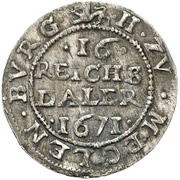 1⁄16 Thaler - Gustav Adolph Düttchen, Germany, 1671-1673 reverse image