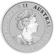 100 Dollars - Elizabeth II 6th Portrait - Australian Wedge-Tailed Eagle - Platinum Bullion Coin obverse image