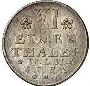 ⅙ Thaler - Christian Louis II, Germany, 1752 reverse image