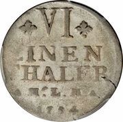⅙ Thaler - Christian Louis II, Germany, 1753-1754 reverse image