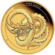 100 Dollars In the name of Elizabeth II; 6th Portrait - Dragon - Gold Coin, Australia, 2023 reverse image