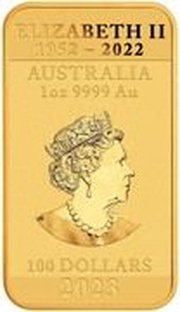 100 Dollars In the name of Elizabeth II; 6th Portrait - Dragon - Gold Bullion obverse image