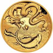 100 Dollars In the name of Elizabeth II; 6th Portrait - Dragon and Koi - Gold Bullion, Australia, 2023 reverse image