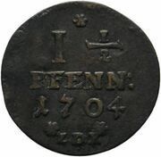 1½ Pfennig - Frederick William, Germany, 1704 reverse image