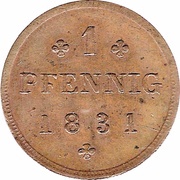 1 Pfennig - Frederick Francis I, Germany, 1831 reverse image