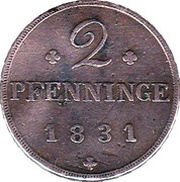 2 Pfenninge - Frederick Francis I, Germany, 1828-1831 reverse image