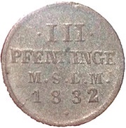 3 Pfenninge - Frederick Francis I, Germany, 1831-1836 reverse image